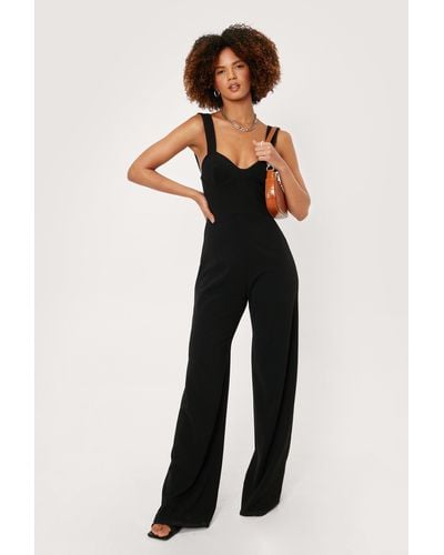 Nasty Gal Sleeveless Cupped Wide Leg Jumpsuit - Blue