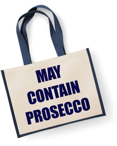 60 SECOND MAKEOVER Large Jute Bag May Contain Prosecco Navy Blue Bag New Mum