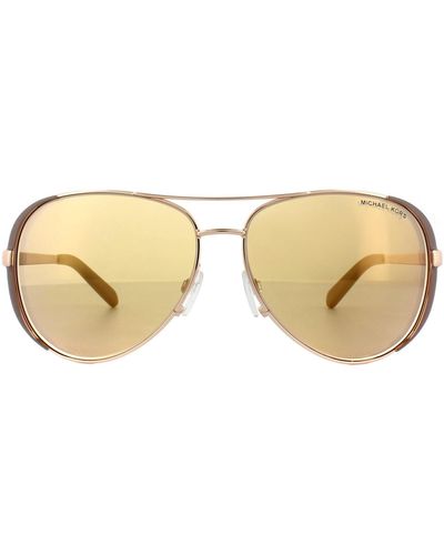 Michael Kors Aviator Polished Rose Gold Rose Gold Mirror Sunglasses - Brown