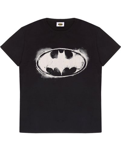 Dc Comics Batman Mono Distressed Logo Men's T-shirt - Black