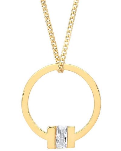 Jewelco London Gold-silver Circle Cz Necklace - Gvk360g - Metallic