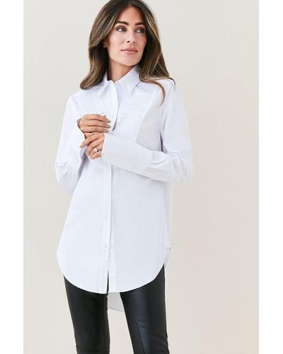 Karen Millen Lydia Millen Cotton Poplin Bib Woven Shirt - White