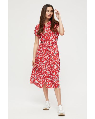 Dorothy Perkins Petite Red Floral Shirt Dress