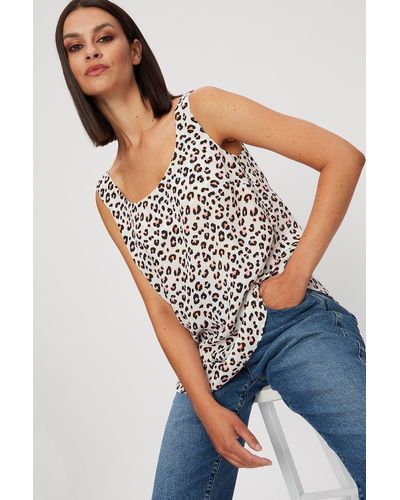 Dorothy Perkins Leopard Built Up Cami Top - White