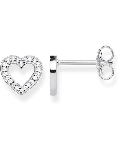 THOMAS SABO Jewellery Heart Ear Studs Sterling Silver Earrings - H1945-051-14 - Metallic