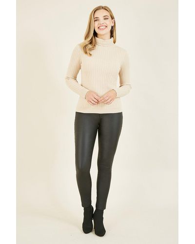 Yumi' Turtle Neck Knitted 'kendra' Jumper In Beige - Natural