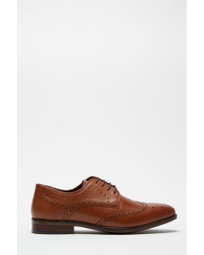 Burton Tan Leather Brogue Shoes - Brown