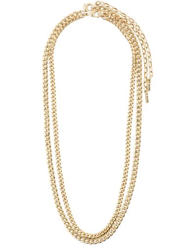 Pilgrim Blossom Recycled Curbchain 2in1 Gold Plated Necklace - Metallic