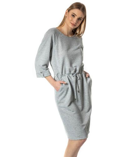 Roman Drawstring Jersey Jumper Dress - Grey