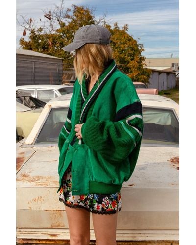 Nasty Gal Vintage Suede Varsity Jacket - Green