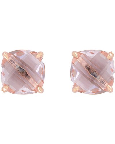 LÁTELITA London Empress Gemstone Stud Earrings Rosegold Rose Quartz - Pink