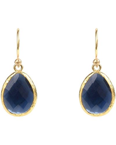 LÁTELITA London Petite Drop Earrings Sapphire Hydro Gold - Blue
