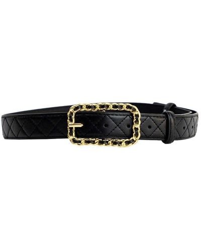 My Accessories London Quilted Waist And Hip Belt With Chain Buckle Detail - Black