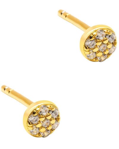 Pure Luxuries London Gift Packaged 'melanie' 18ct Yellow Gold Plated 925 Silver & Cubic Zirconia Round Stud Earrings - Metallic