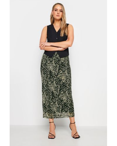 Long Tall Sally Tall Womens Printed Mesh Skirt - Green