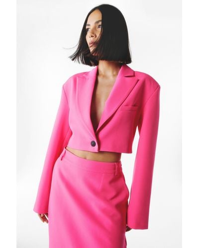 Nasty Gal Tailored Cropped Blazer - Pink