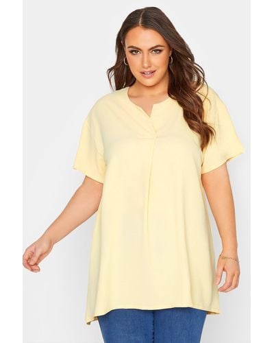 Yours Pleated Front Blouse - Yellow