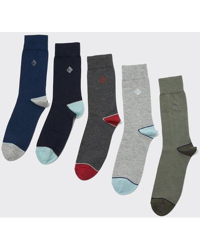 Burton 5 Pack 1904 Heel And Toe Socks - Blue