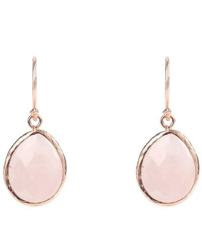 LÁTELITA London Petite Drop Earrings Rose Quartz Rosegold - Pink