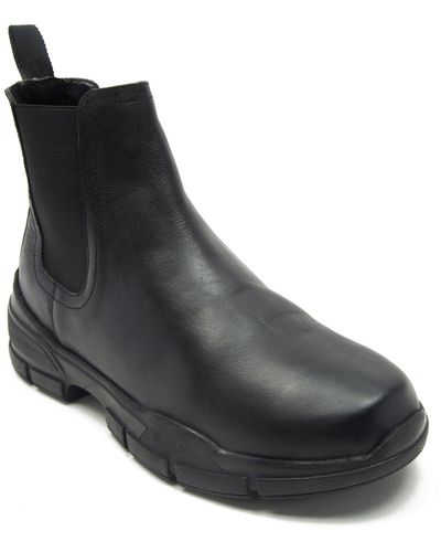 OFF THE HOOK 'leo' Slip On Waxy Chelsea Leather Boots - Black