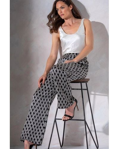 Klass Chain Print Wide Leg Trousers - Grey