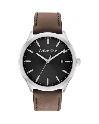 Calvin Klein Define Sterling Silver Fashion Analogue Quartz Watch - 25200354 - Black