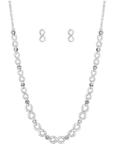 Jon Richard Gift Packed Silver Infinity Necklace And Earring Jewellery Set - White