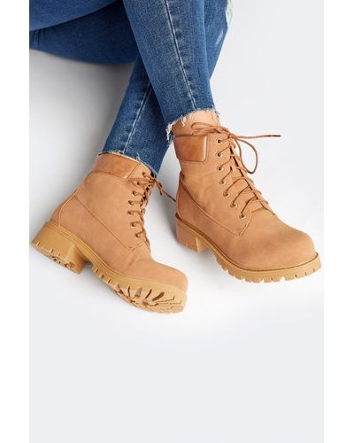 Yours Extra Wide Fit Chunky Lace Up Boots - Blue
