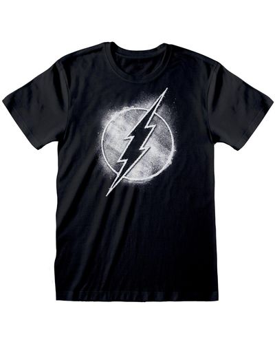 Dc Comics The Flash Mono Distressed Logo Men's T-shirt - Black