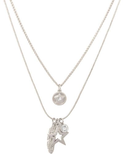 Bibi Bijoux Silver 'celestial Feather' Layered Necklace - Metallic