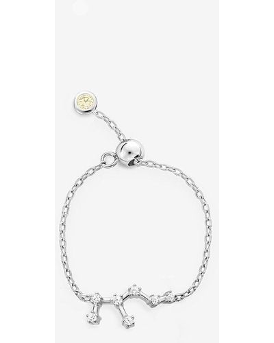 MUCHV Silver Leo Zodiac Constellation Chain Ring - Adjustable - White