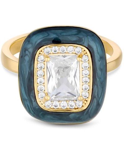 Jon Richard Gold Plated Blue Enamel And Cubic Zirconia Ring