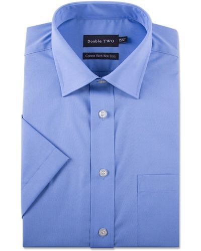 Double Two Cornflower Blue Short Sleeved Non-iron Shirt