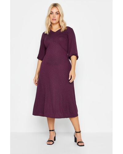 Yours Spot Print Maxi Dress - Purple