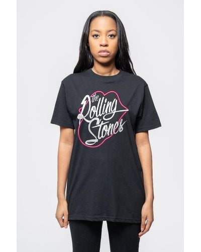 The Rolling Stones Neon Tongue T Shirt - Black