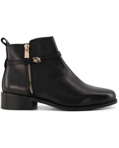 Dune Wide Fit 'pap' Leather Ankle Boots - Black