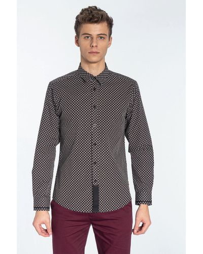 Merc London 'caplan' Geometric Printed Long Sleeve Shirt - Grey