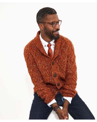 Joe Browns Premium Wool Blend Shawl Collar Button Down Chunky Cardigan - Red