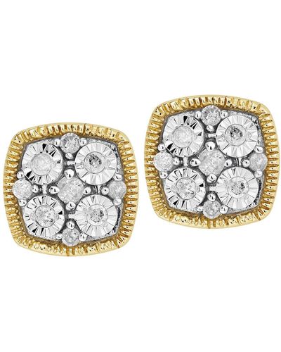 The Fine Collective 9ct Yellow Gold 0.10ct Diamond Hoop Earrings - White