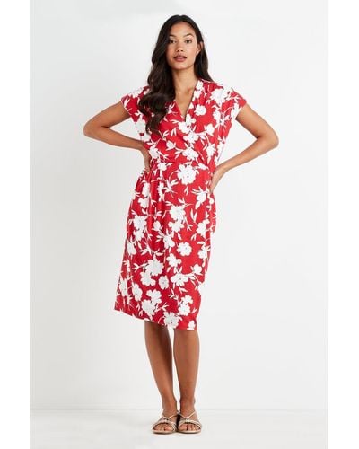 Wallis Red Floral Jersey Wrap Dress