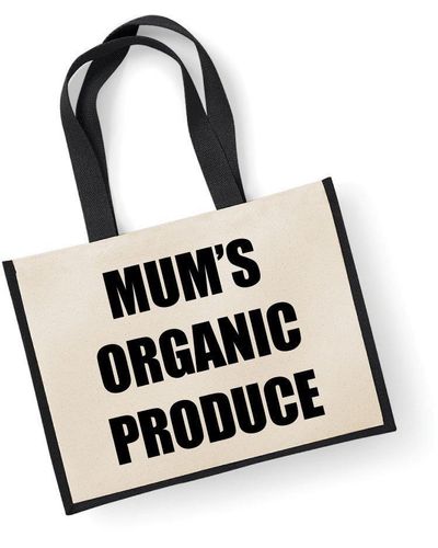 60 SECOND MAKEOVER Large Jute Bag Mum's Organic Produce Black Bag New Mum