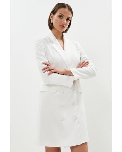 Coast Satin Trim Double Breasted Blazer Mini Dress - White
