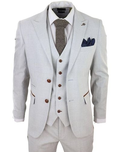Paul Andrew Stone 3 Piece Tweed Check Suit - Grey