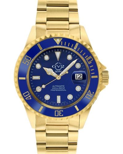 Gv2 Liguria Blue Dial Gold Bracelet Swiss Automatic Watch