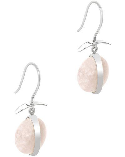 Pure Luxuries London Gift Packaged 'manon' 925 Silver & Cream Gemstone Drop Earrings - White