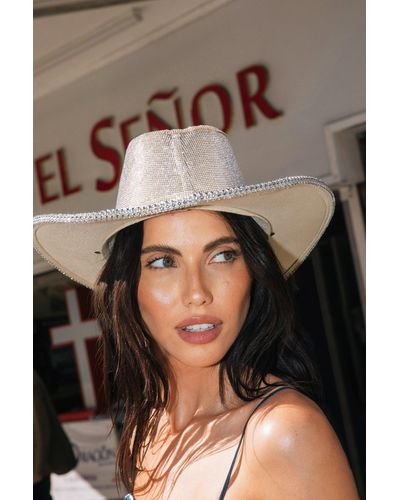 Nasty Gal All Over Diamante Embellished Cowboy Hat - Brown