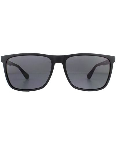 Tommy Hilfiger Rectangle Matte Black Grey Sunglasses