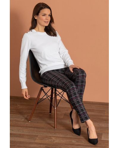Klass Check Pull On Stretch Fitted Trousers - Brown