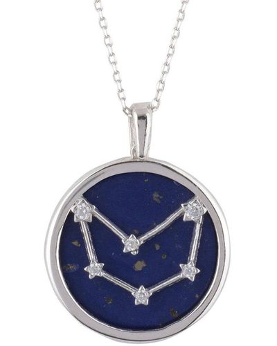 LÁTELITA London Zodiac Lapis Lazuli Gemstone Star Constellation Pendant Necklace Silver Capricorn - Blue