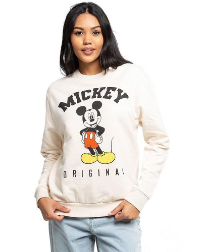 Disney Mickey Mouse Hello Ladies Crew Sweatshirt - White